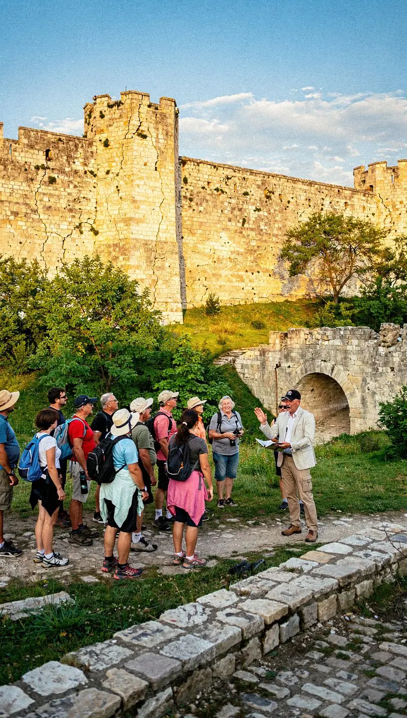 Vedere panoramică a unui oraș istoric din România, perfect pentru o excursie de o zi.